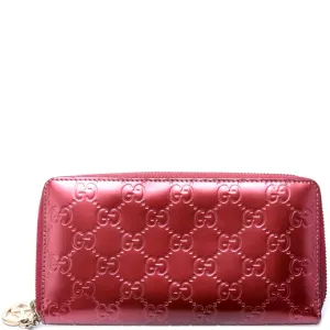 308005 Gucci Leather Interlocking G Heart Zip Around Wallet