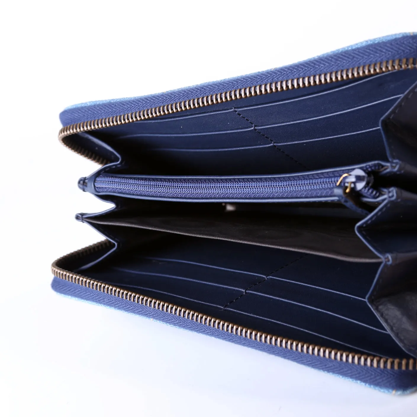 443123 GG Marmont Pearly Denim Zip Around Wallet Blue