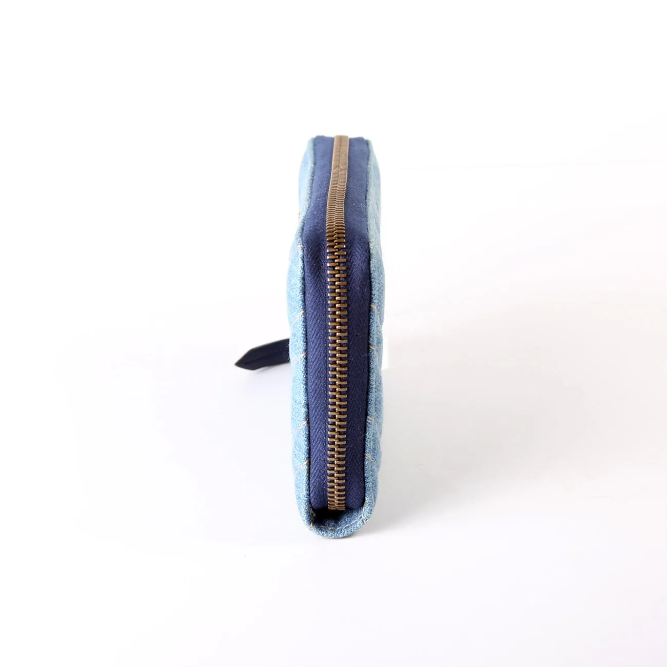 443123 GG Marmont Pearly Denim Zip Around Wallet Blue