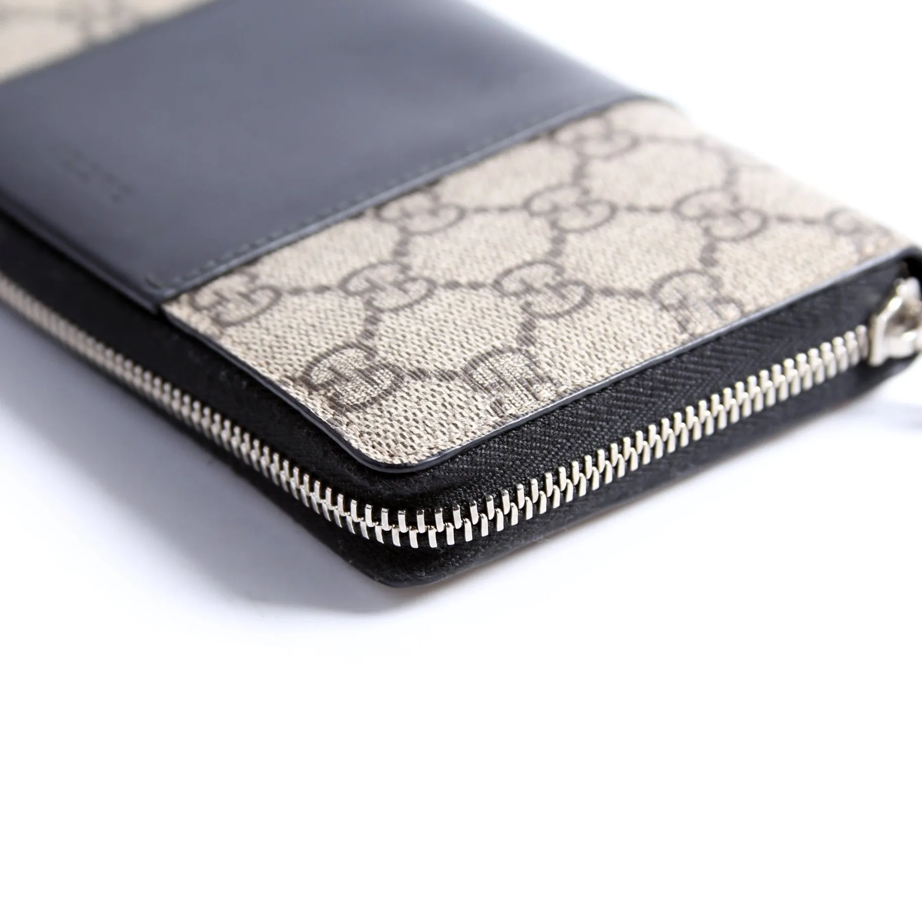 451249 GG Supreme/Leather Zip Around Wallet Beige/Black