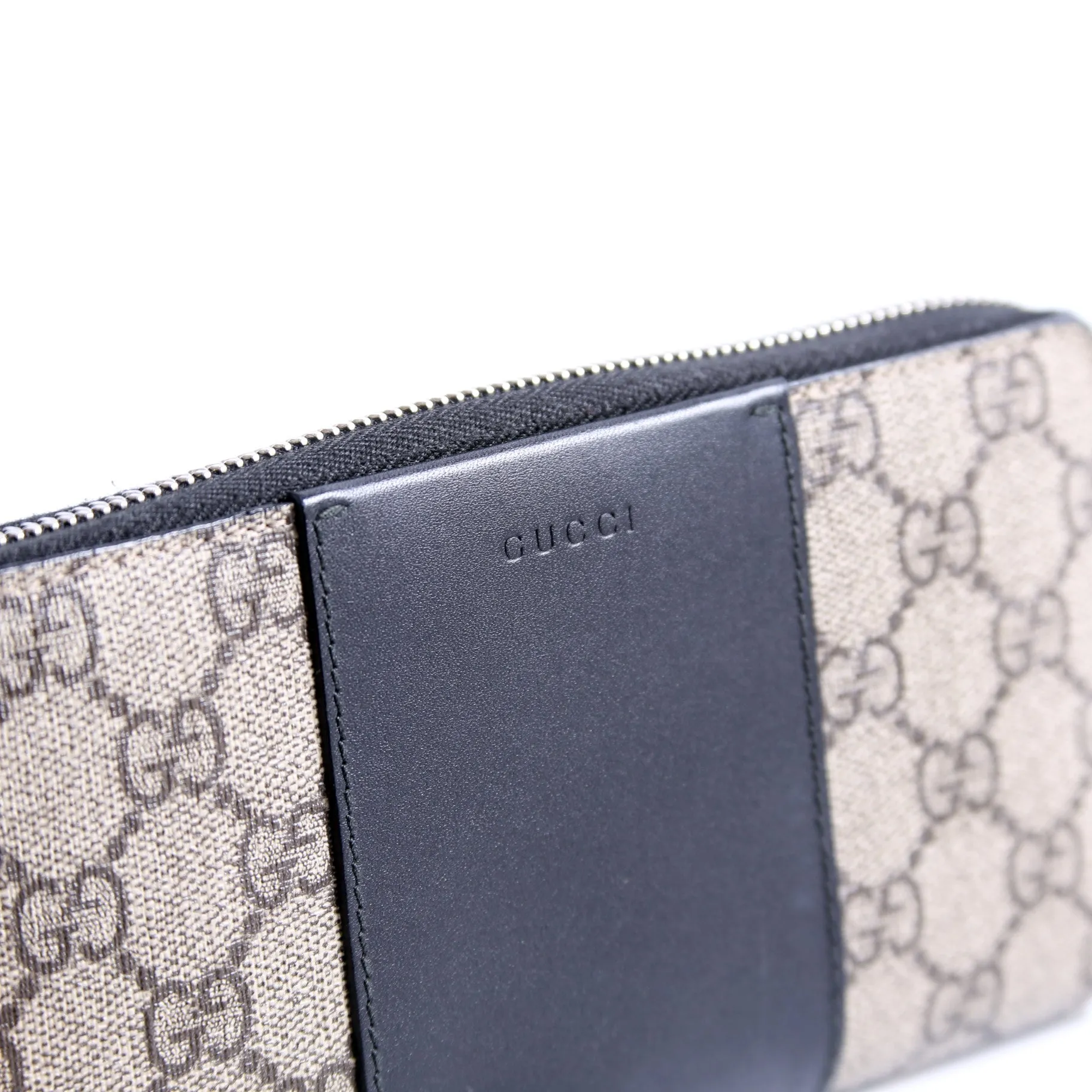 451249 GG Supreme/Leather Zip Around Wallet Beige/Black