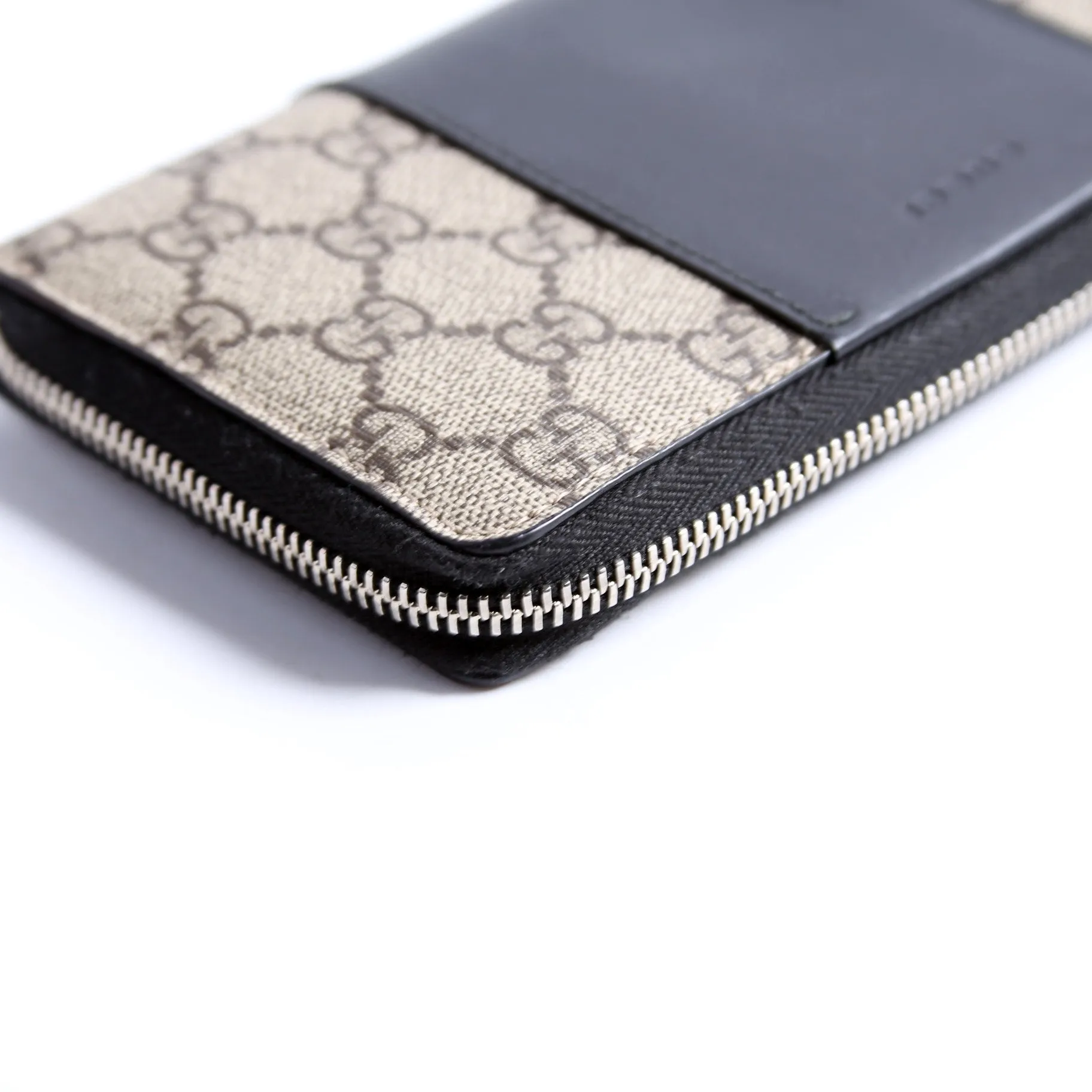 451249 GG Supreme/Leather Zip Around Wallet Beige/Black