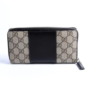 451249 GG Supreme/Leather Zip Around Wallet Beige/Black
