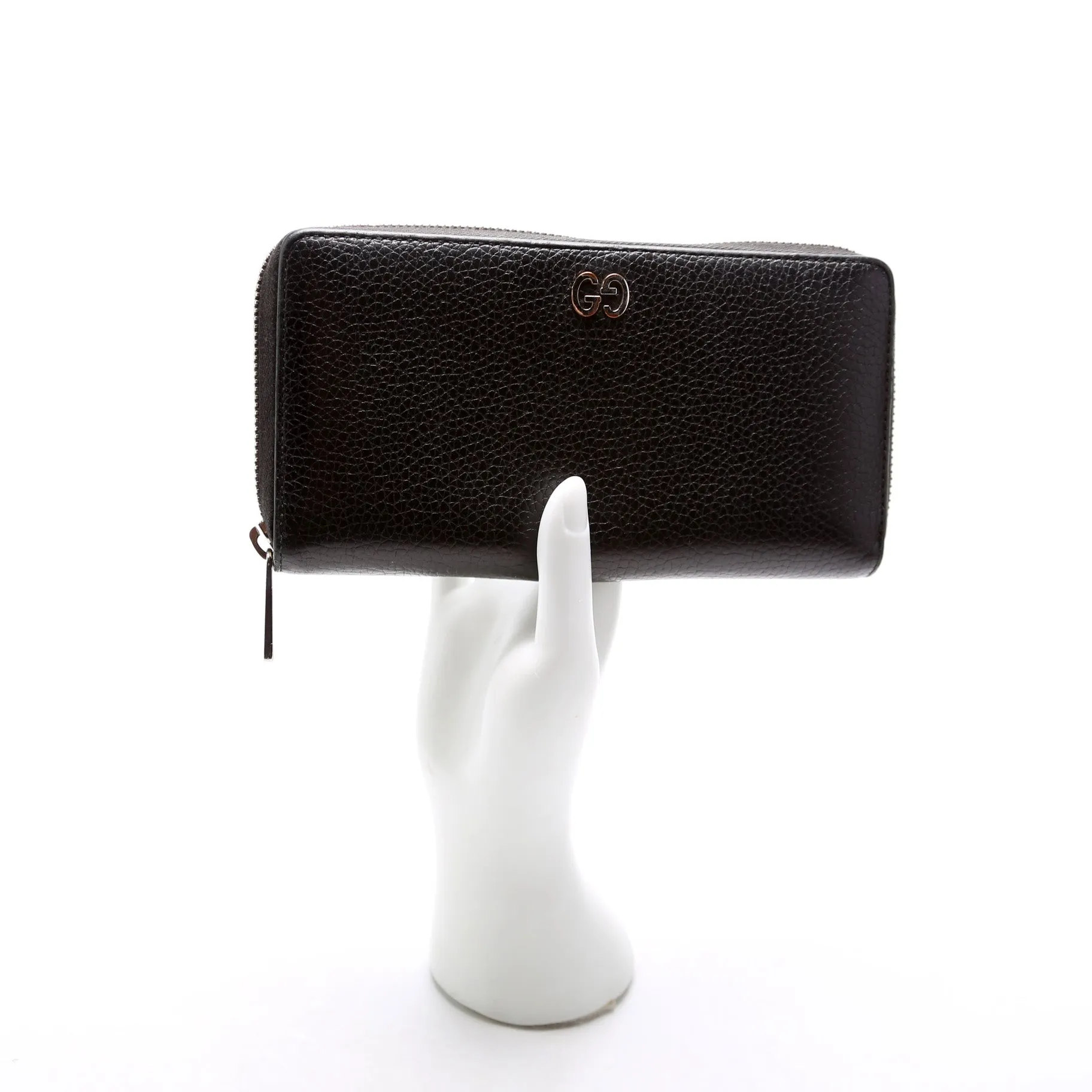 473928 Leather Zip Around Wallet Black