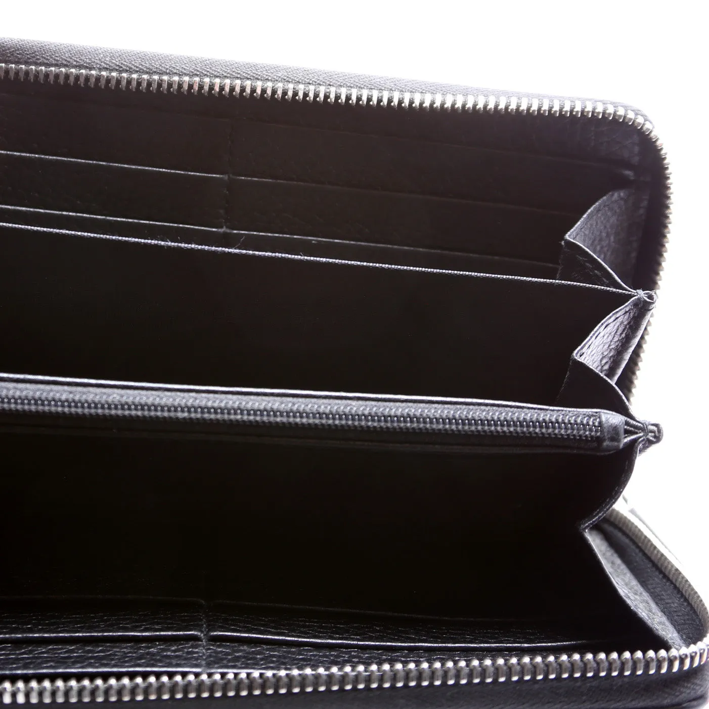 473928 Leather Zip Around Wallet Black