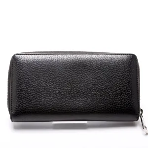 473928 Leather Zip Around Wallet Black