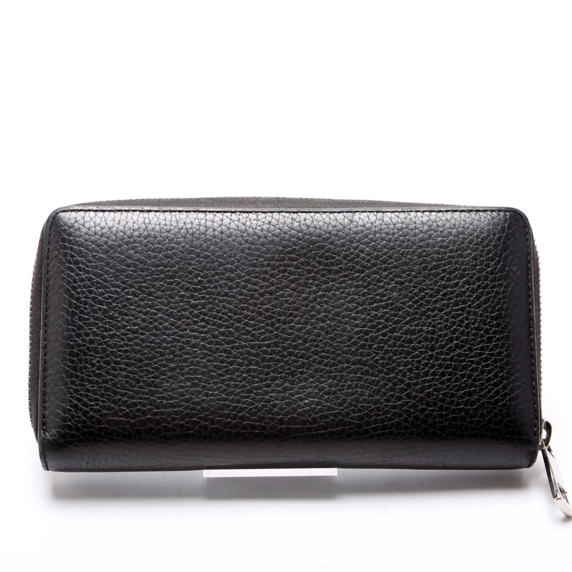 473928 Leather Zip Around Wallet Black