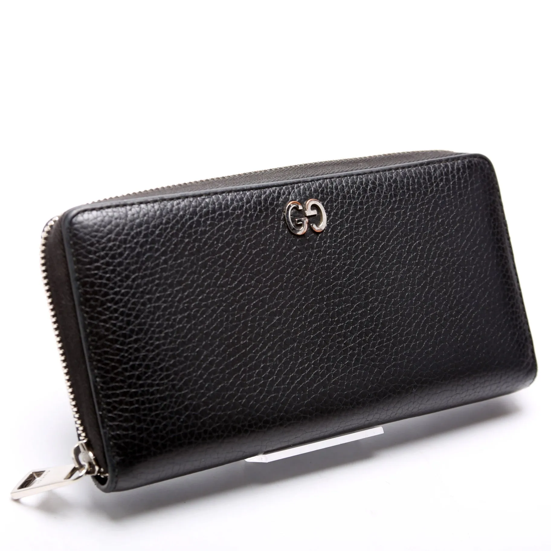 473928 Leather Zip Around Wallet Black