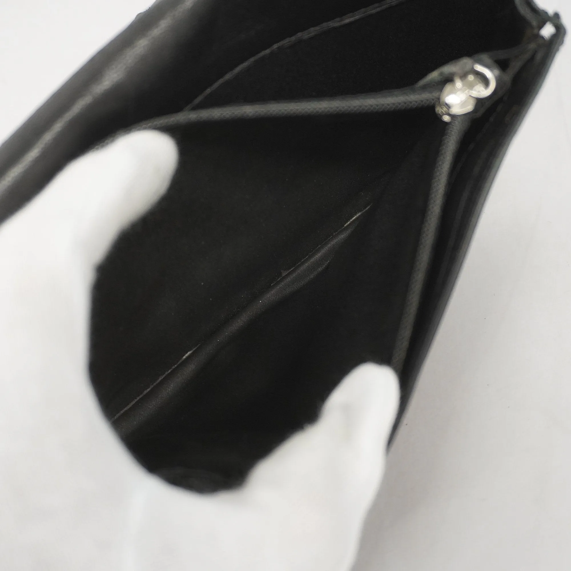 Chanel Bifold Long Wallet Cocomark Silver Metal Fittings Women's Leather Long Wallet (bi-fold) Black