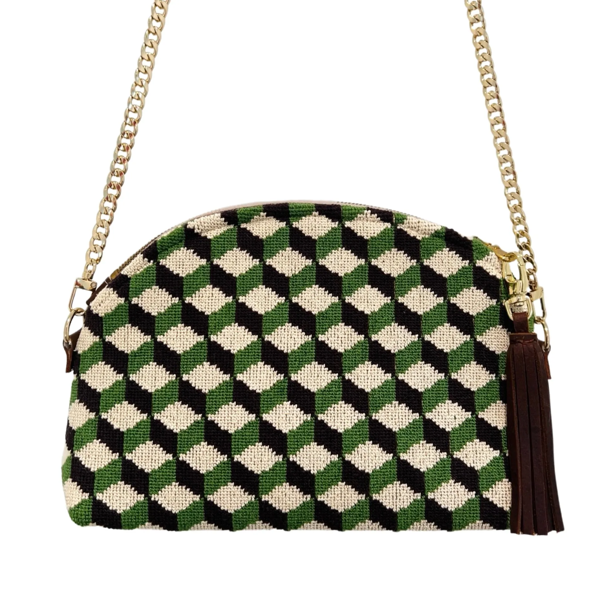 Green Cube Needlepoint Purse