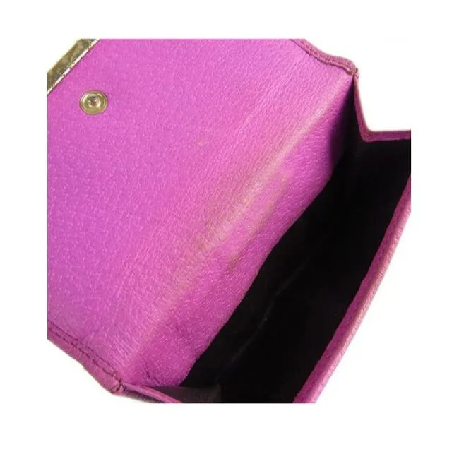 Gucci Brown Large G Logo Canvas And Hot Pink Leather Vintage Wallet