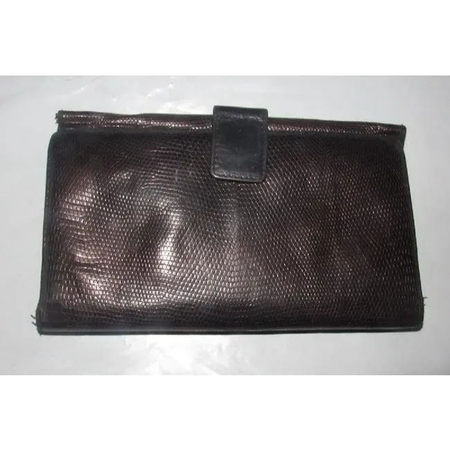 Gucci Brown Snakeskin And Smooth Leather Vintage Wallet