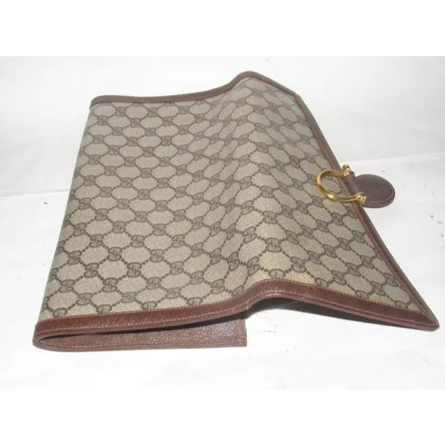 Gucci Vintage Purses Large G Logo Print Coated Canvas And Leather In Browns Clutch