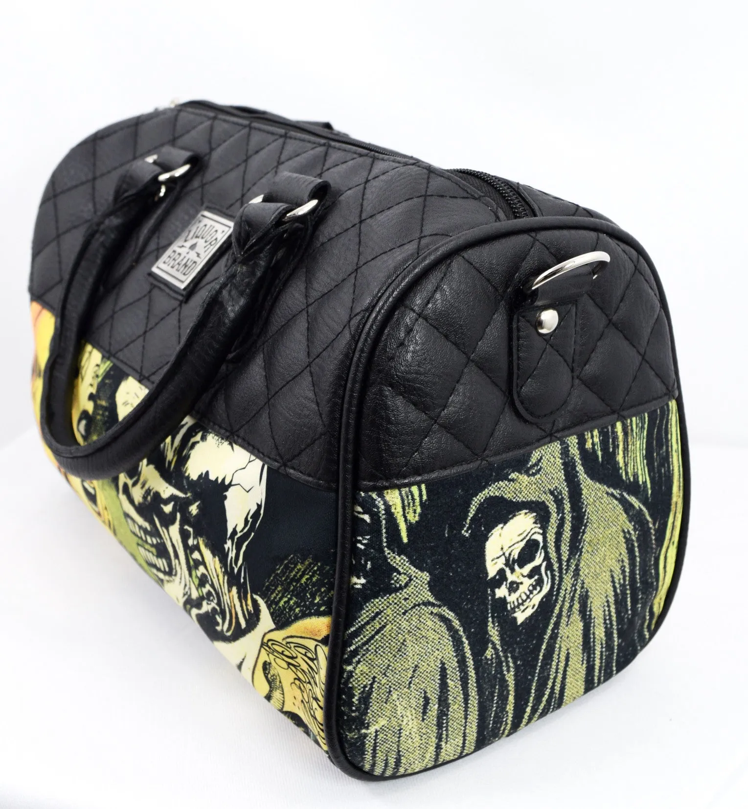 Horror B Movie Cartoon Small Satchel Purse Crossbody Bag, Faux Leather, Vintage-Inspired Print