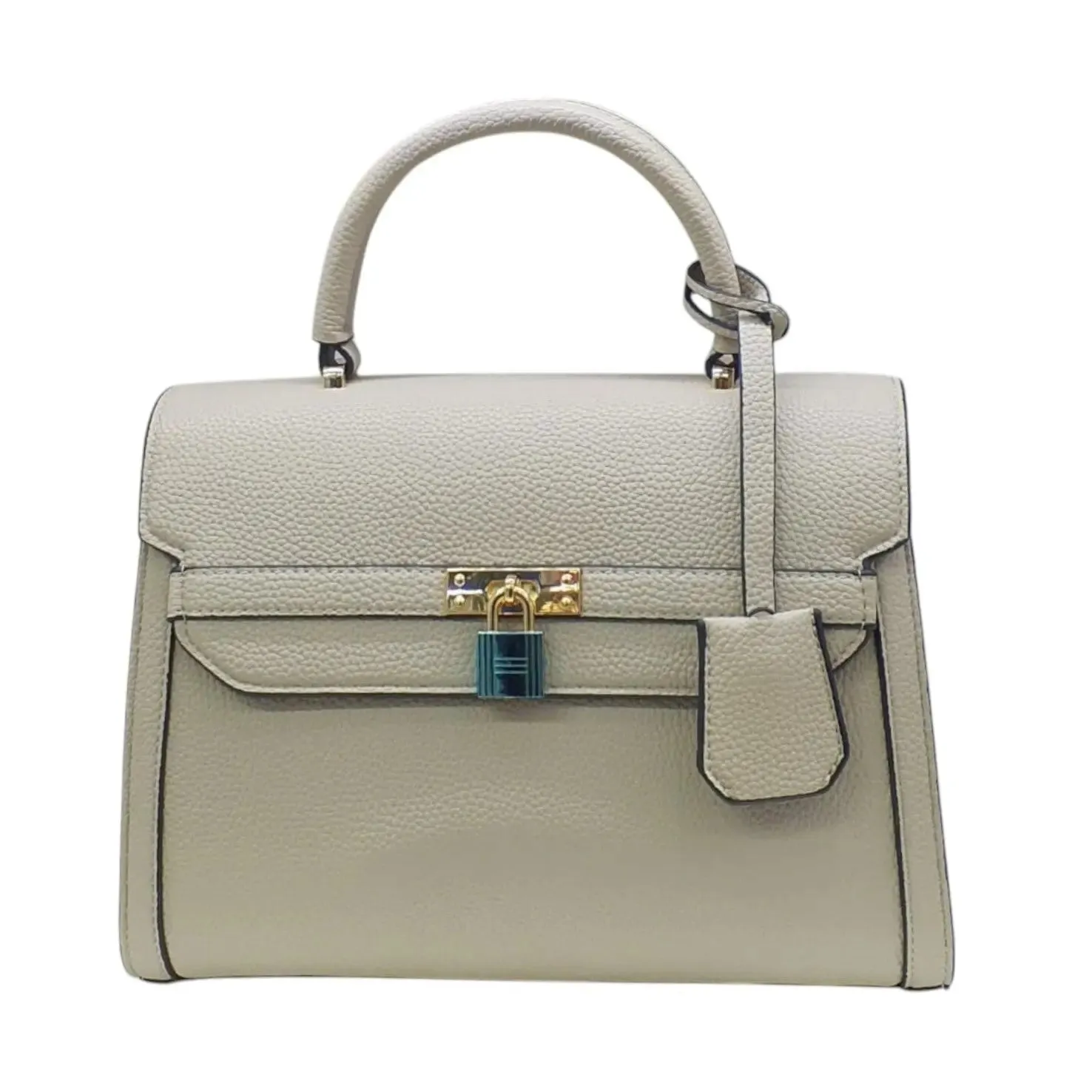 Miss Alita Curved Leather Handbag with Small Lock