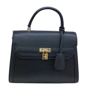 Miss Alita Curved Leather Handbag with Small Lock