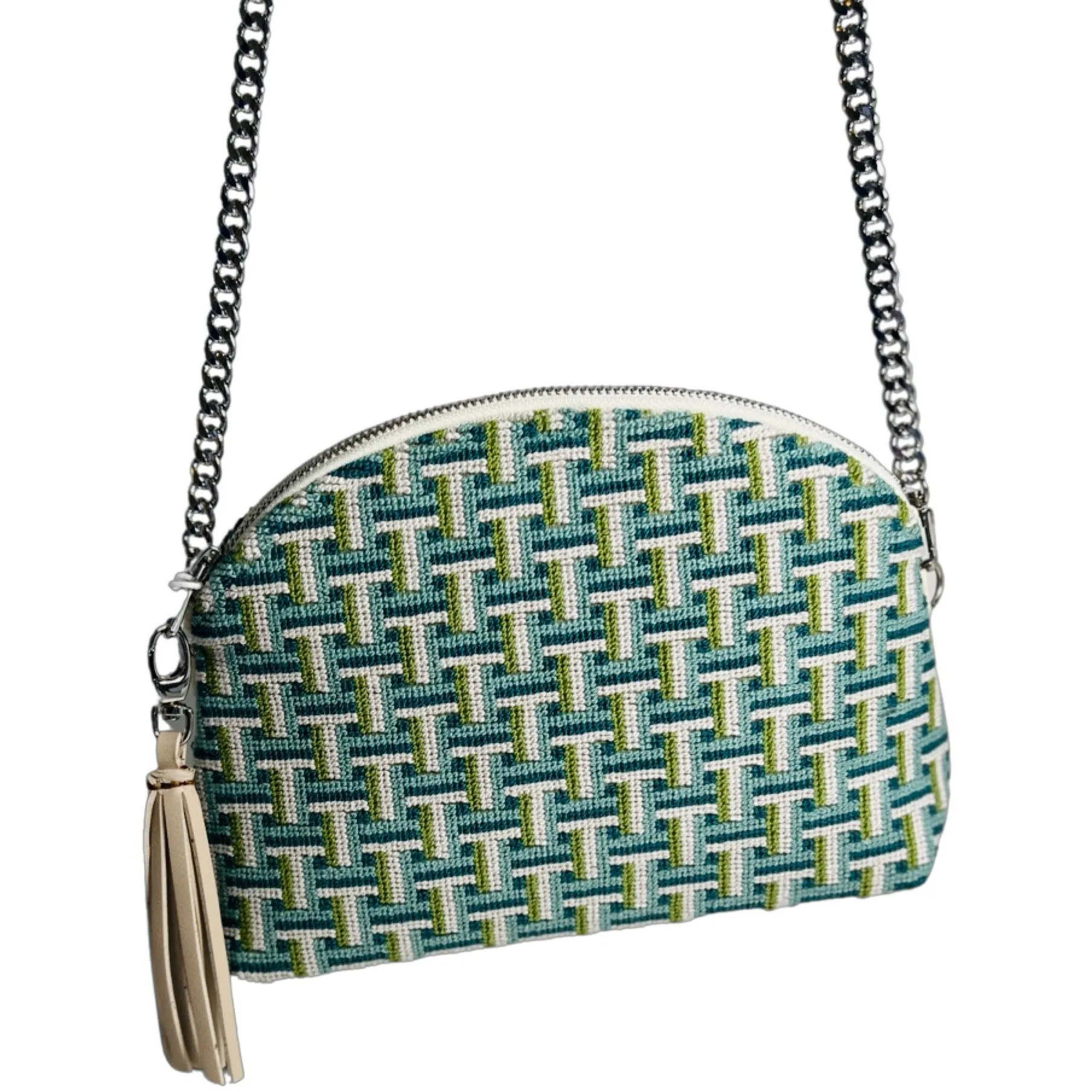 Peacock Geometric Needlepoint Purse