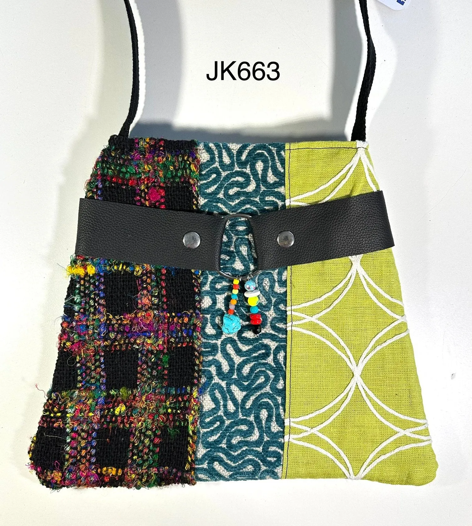 "The Jackie" Three-Panel Canvas Bag–Neon Green