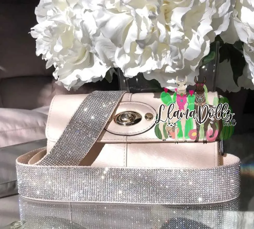 Sparkling Rhinestone Guitar Strap Silver Irridescent