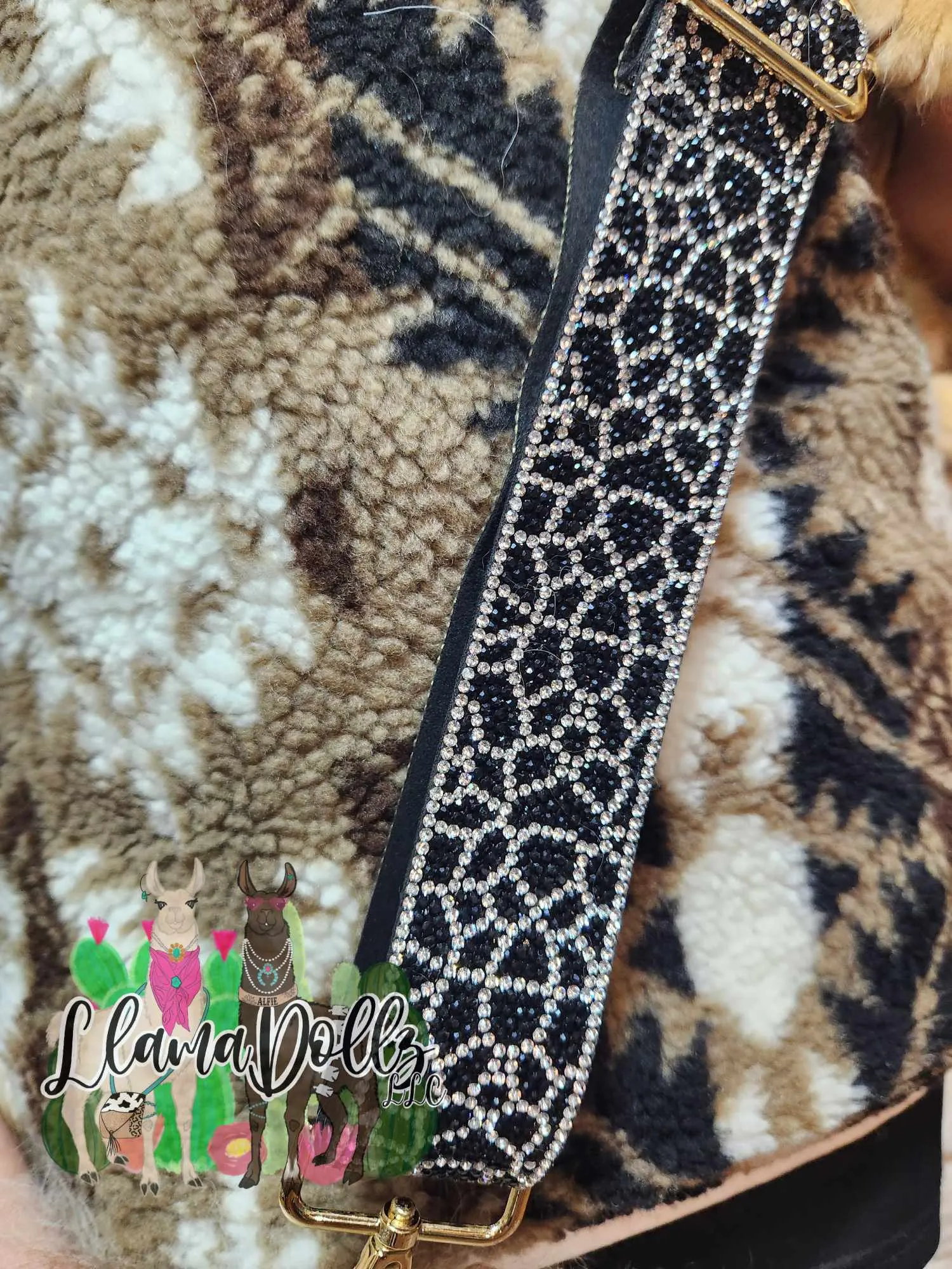 Sparkling Rhinestone Lattice Web Pattern Purse Strap