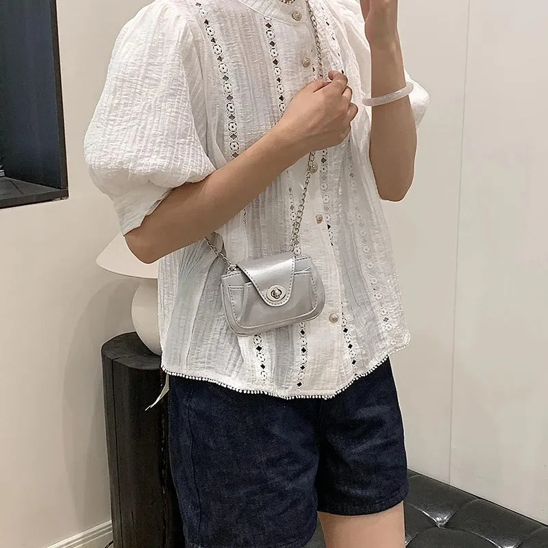 UAKISS  -  2024 Luxury Designer Women Mini Handbags and Purses 2024 Korean Fashion Shoulder Bag Lady Retro Chain Crossbody Bag