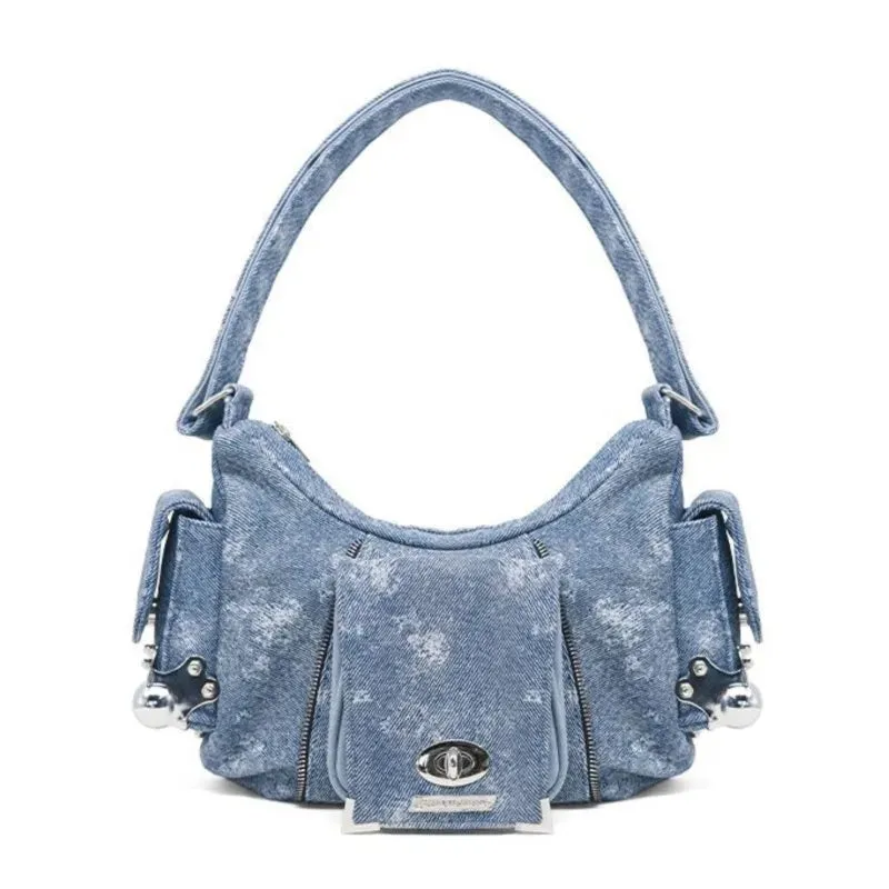 UAKISS  -   High Street Denim Shoulder Bags Purse Women Hot Girl Large Capacity Casual Crossbody Bags Female Retro Handbag Aesthetic