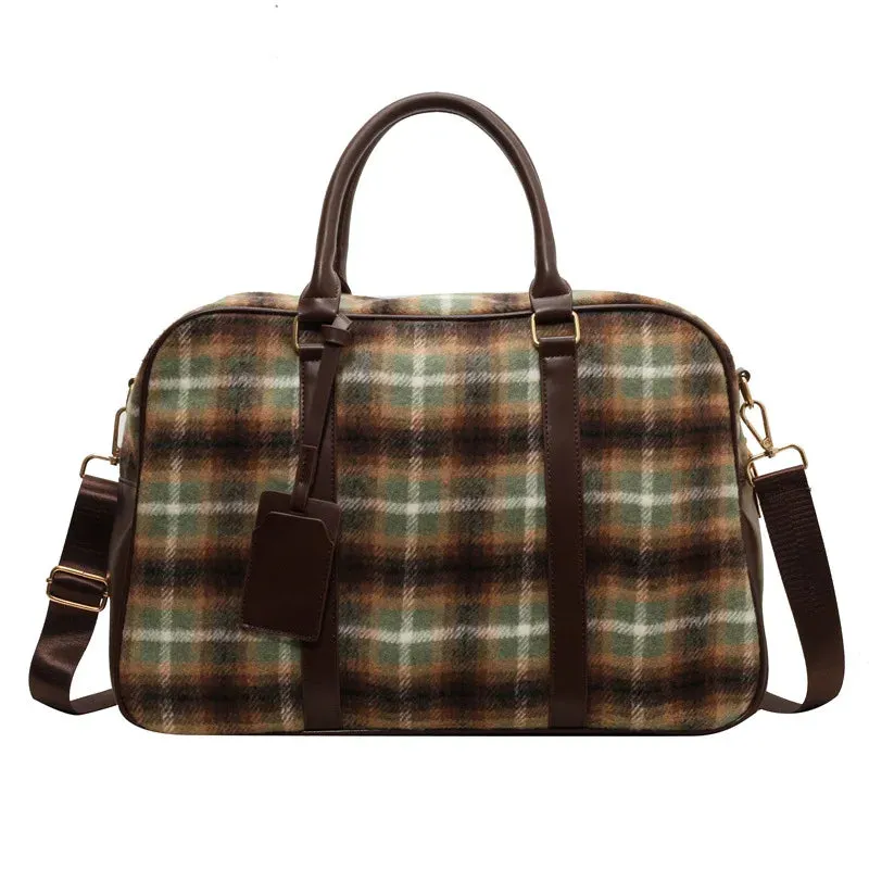 UAKISS  -  Luxury Designer PU Leather and PU Leather Plaid Women's Handbag Retro Crossbody Bag Large Capacity Tote