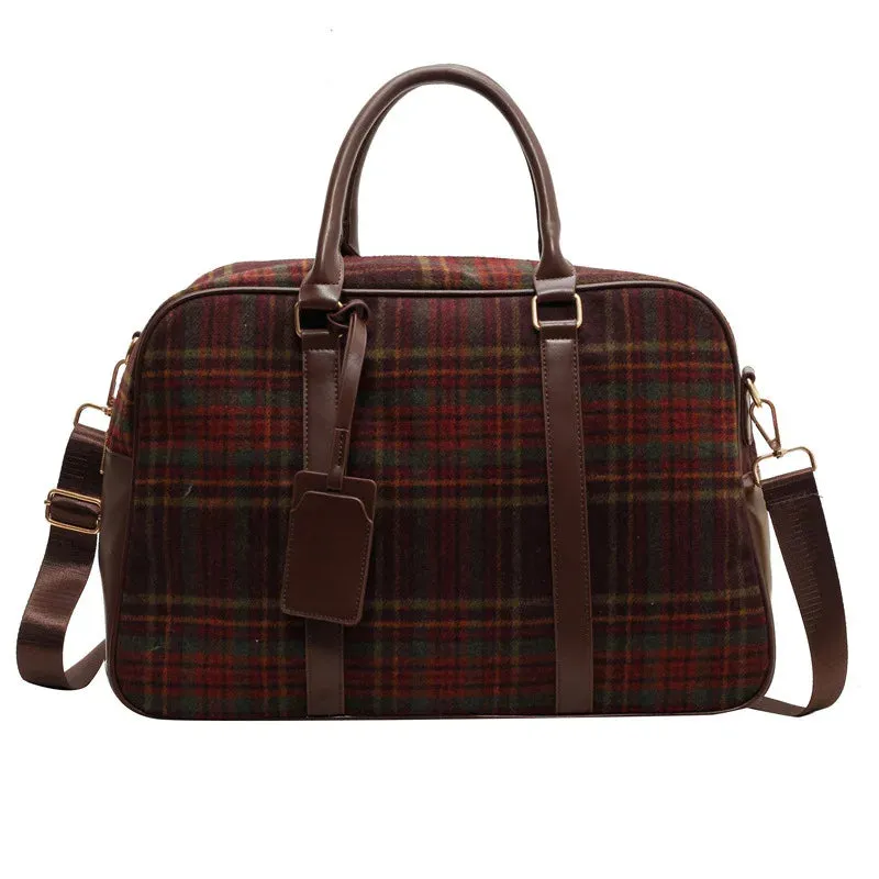 UAKISS  -  Luxury Designer PU Leather and PU Leather Plaid Women's Handbag Retro Crossbody Bag Large Capacity Tote
